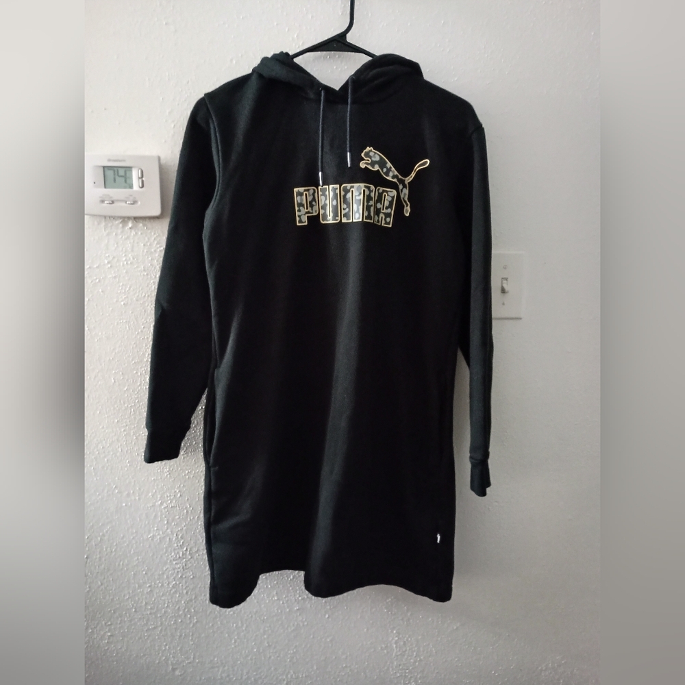 Puma Black Hoodie Dress With Pockets